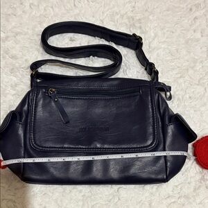 Stylish Navy Leather Crossbody Bag